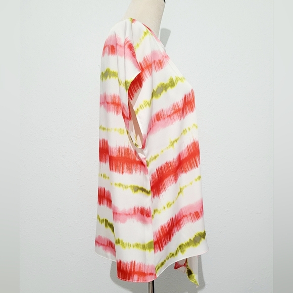 DKNY Women's Multi Colors Sleeveless Top Blouse Size Medium Tie Waist - Picture 3 of 10